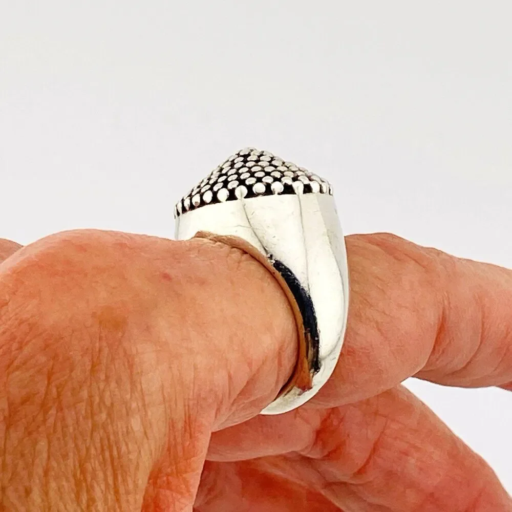 Massive Reticulated Sterling Silver Ring Vintage 15.5 Grs Sz 6.75 Statement Ring